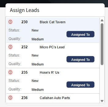 Widget: Unassigned Leads