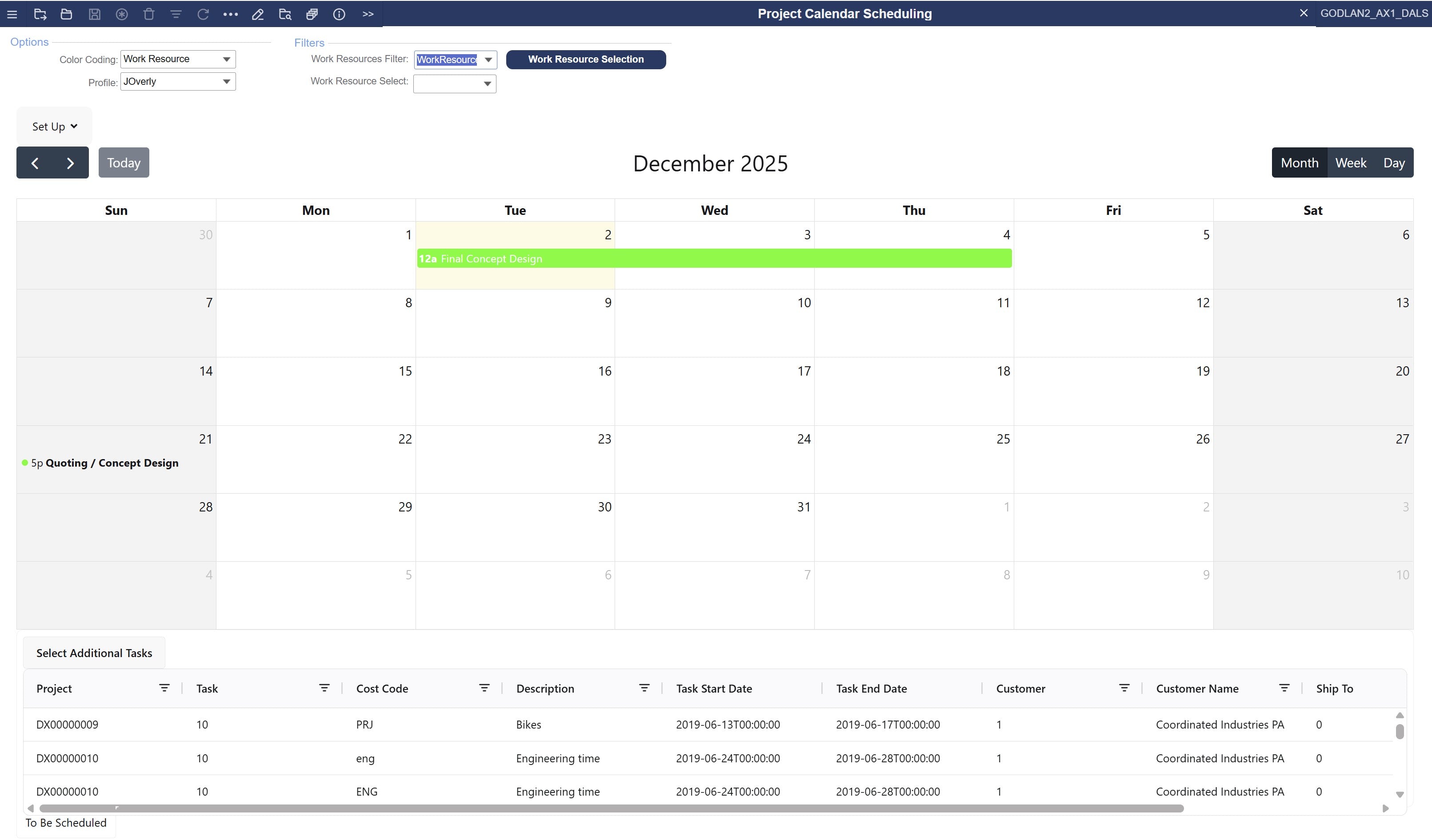 SyteLine Project Scheduling